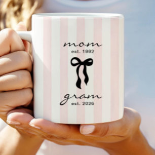 Café Mamá para taza de Gram lazo rosa rayas