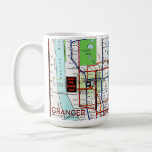 Café Mapa del subterráneo de Nueva York taza blanca