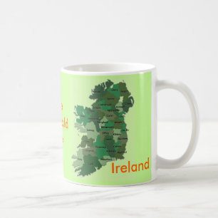 Café Mapa irlandés de los condados de la taza de
