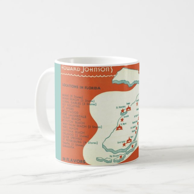 Café Mapa postal de taza de Howard Johnson's en Florida (Anverso izquierdo)