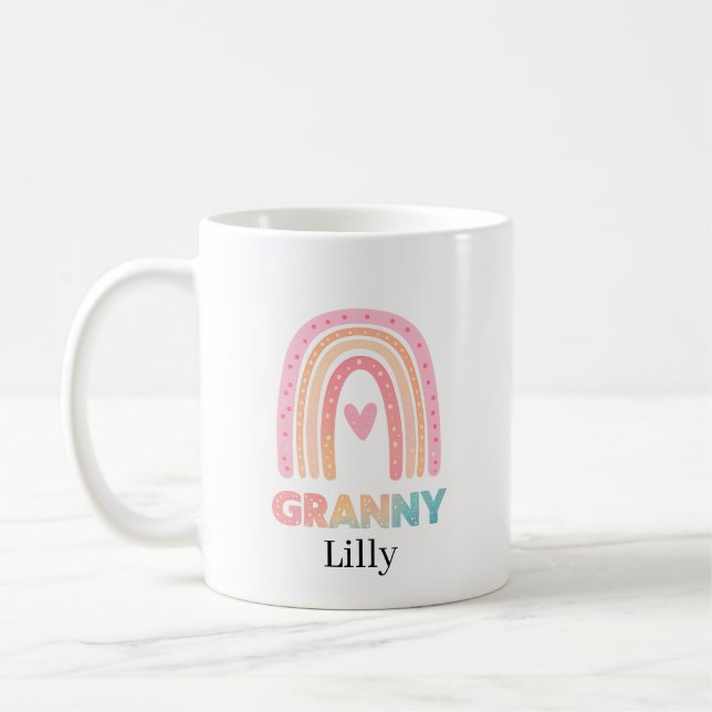 Café Mejor Taza Arcoíris de Abuela Personalizada, Regal (Izquierda)