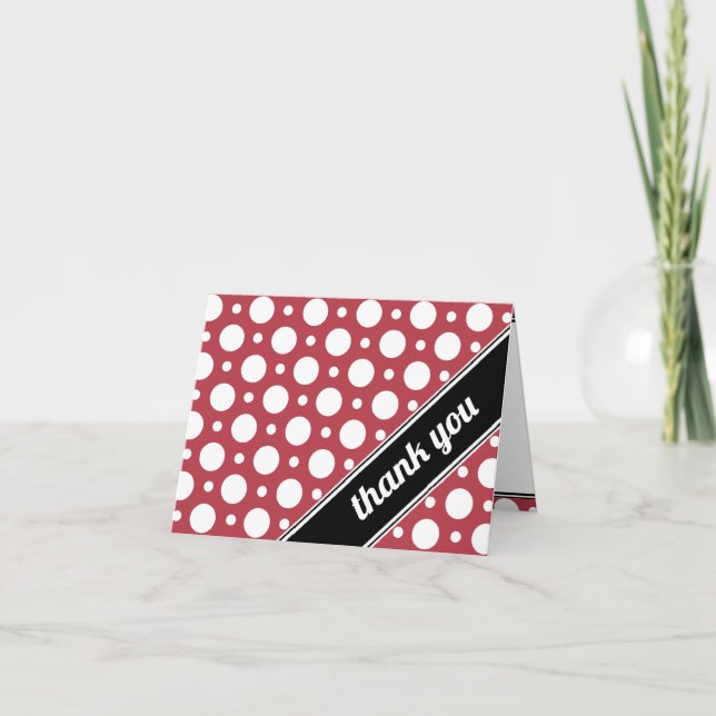 Cafe Merlot Red Assored Polka Dot Tarjeta de agrad (Anverso)