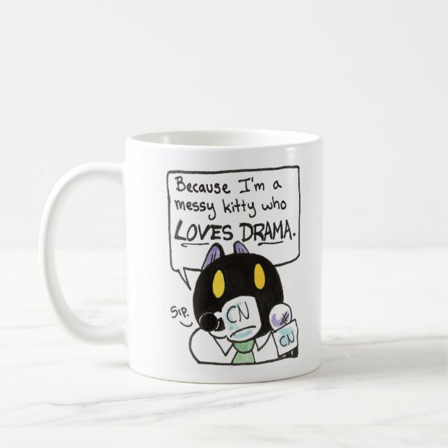 Café Mesy Kitty a quien le encanta la taza de teatro (Izquierda)