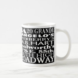 Café Mi taza de la vecindad con el texto blanco