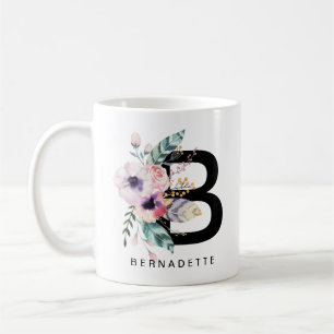 Café Monograma Boho Acuarela de la taza del alfabeto de