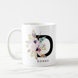 Café Monograma Boho Acuarela de la taza del alfabeto de