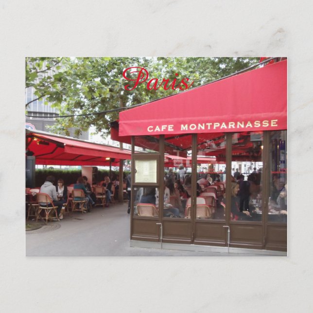 Cafe Montparnasse París, Francia, viaje postal (Anverso)