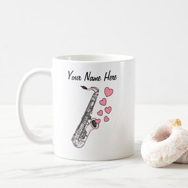 Café Músico saxofón de jugador de taza de saxofón de bo (Con donut)