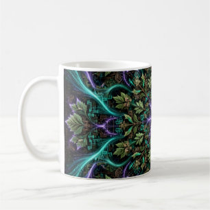 Café Naturaleza Sintética — Taza Mandala Fractal de IA