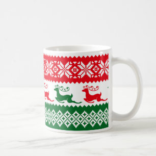 Café Navidad rojo y verde suéter, taza del modelo de