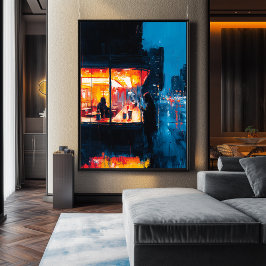 Café nocturno expresionista - Negrita arte urbano