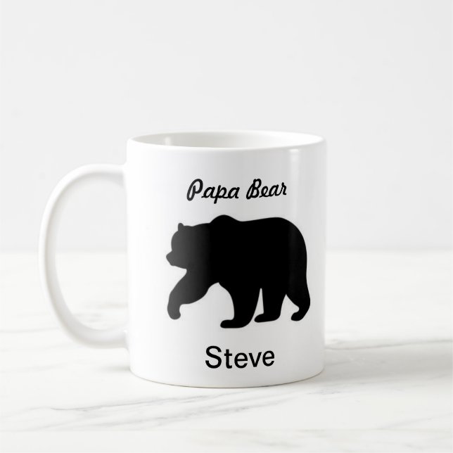 Café Nombre personalizado taza del oso de la papá (Izquierda)