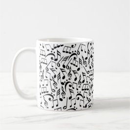 Café Notas negras de la música sobre la taza