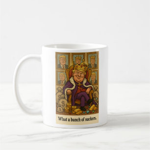 Café o taza de té con el rey Trump alardeando de s