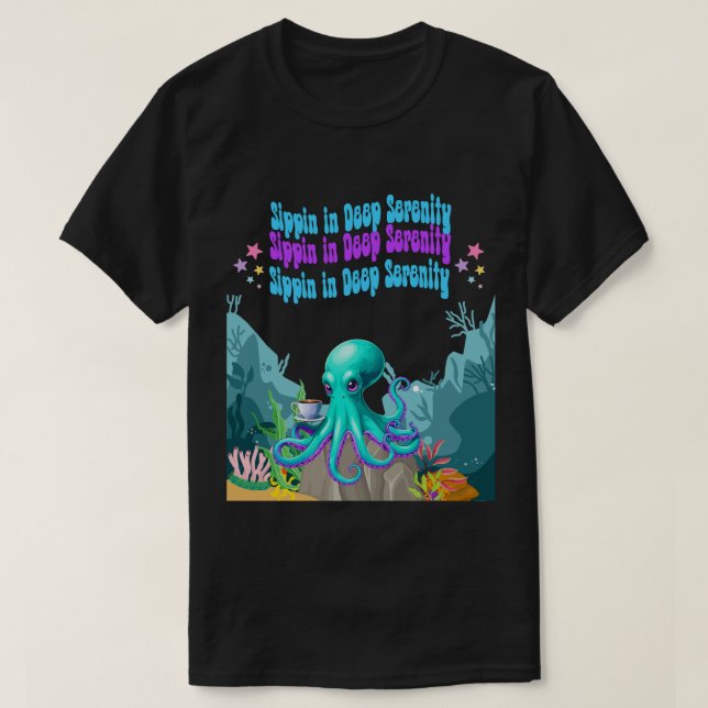 Café Octopus Lover - Camiseta costera de la mañana (Diseño del anverso)