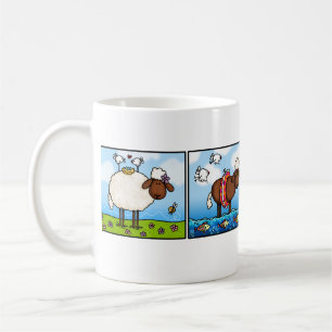 Café ovejas de toda la taza de la fila de las