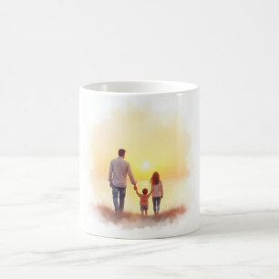 Café Padres y niños sosteniendo la taza de las manos -