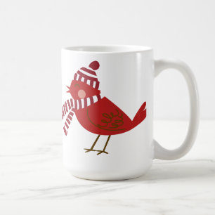 Café Pájaro rojo lindo con la taza del navidad de la