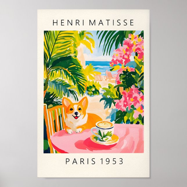 Café para beber corgi, impresión divertida de perr (Frente)