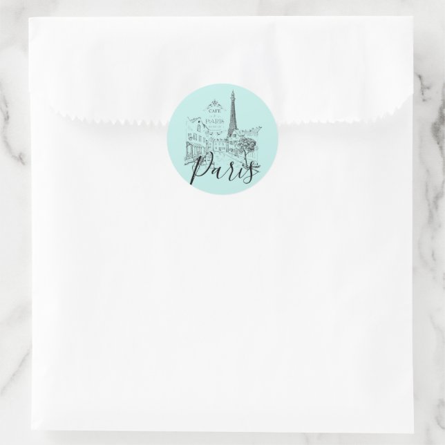 Cafe Paris Pegatina Clásica Redonda (Bolso)