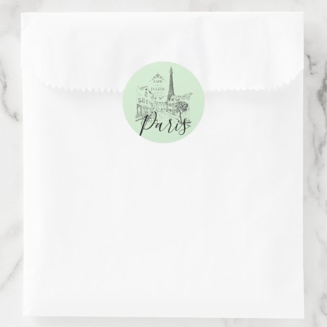 Cafe Paris Pegatina Redonda Clásica (Bolso)