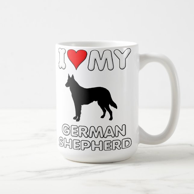 Café Pastor Alemán Me Ama Taza De Corazón (Derecha)