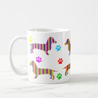 Café Patas de los Dachshunds del arco iris de la taza