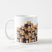 Patrón de gato kawaii en taza de colores suaves