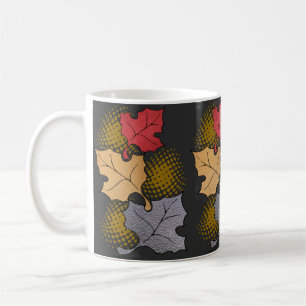 Café Patrón de hojas de otoño en una taza
