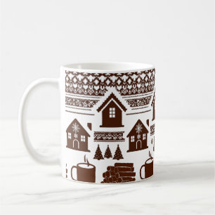 Café Patrón de punto nórdico acogedor Taza y pueblo Clá
