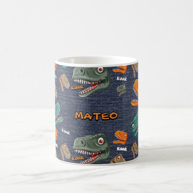 Café Patrón de taza de dinosaurio audaz para niños (Centro)