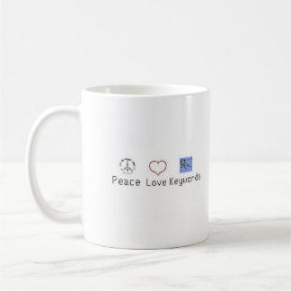 Café Paz, amor, taza de las palabras claves
