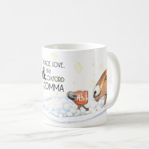 Café Paz, amor y la taza Oxford Comma (cabra de baño)