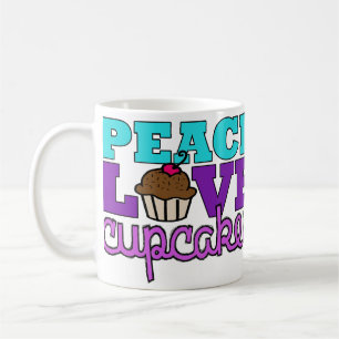 Café ¡Paz, amor y magdalenas! Púrpura de la taza