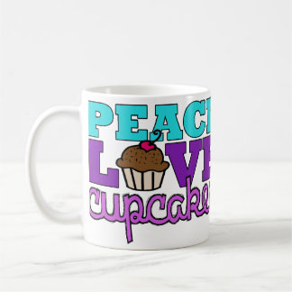 Café ¡Paz, amor y magdalenas! Púrpura de la taza