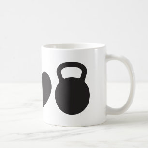 Café Paz, amor, y taza de Kettlebell"