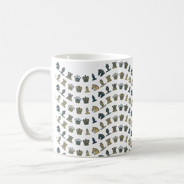 Café Pedazos de ajedrez en taza de las ondas (Izquierda)