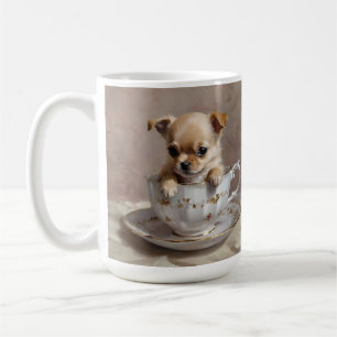 Café Pequeña luz: Chihuahua cachorro en una taza de té