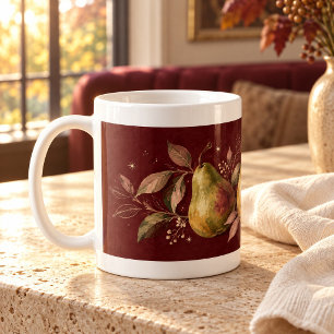 Café Peras de terciopelo Burgundy Gouache Taza
