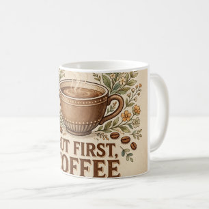 Café Pero Primero, Diseño de Taza Floral Vintage de Caf