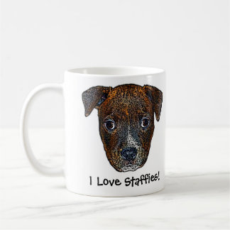 Café Perrito de Staffie "amo Staffies!" Taza