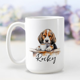 Café Perro beagle con taza de café, perro con actitud