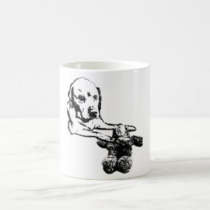 Café Perro y oso de peluche Arte de taza acogedor