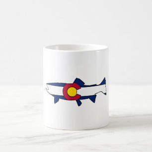 Café Pesca de trucha de la bandera de Colorado taza de 