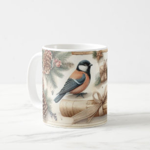 Café Petirrojo de Invierno & Pergamino: Taza Vintage de