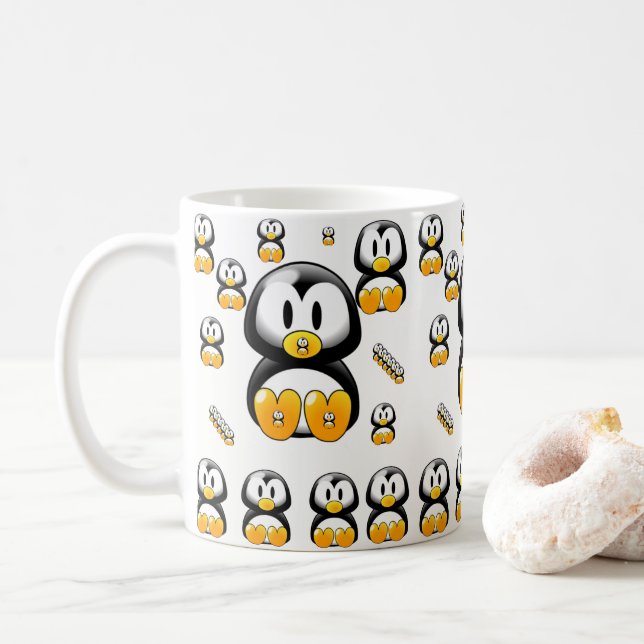 Café pingüinos de taza (Con donut)
