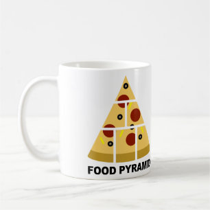 Café Pirámide de comida de pizza Taza divertida o taza 