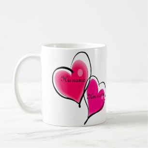 Café Plantilla de la taza de dos corazones