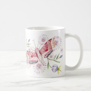 Café Polillas y taza de las flores