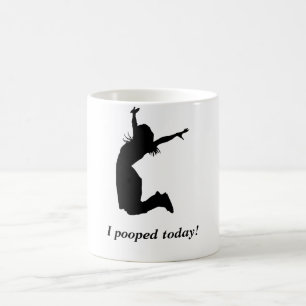 Café ¡Pooped hoy! Mujer divertida de la taza "pooped